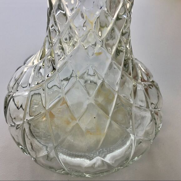 Vintage Hoosier Glass Quilted Diamond Clear Vase - Picture 8 of 12